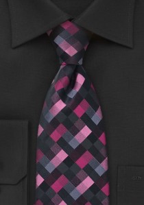  - Krawatte Schachbrett-Dekor pink