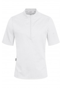  - Herren Kochshirt mit Jerseyeinsatz in weiß