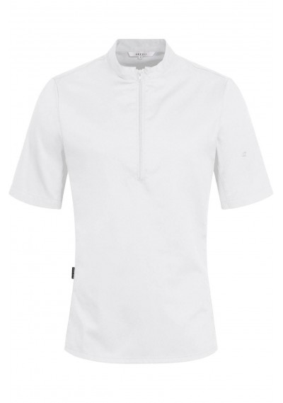 Herren Kochshirt mit Jerseyeinsatz in weiß - 