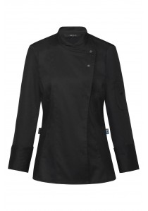 Schwarze Kochjacke für Damen mit Jerseyrücken Regular Fit