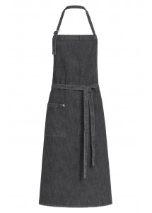 Latzschürze - Black Denim (mit Tasche)