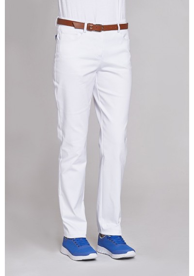 Stretch Damenhose in weiß /Five-Pocket-Jeans - 