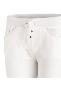 Lockere Damenhose in weiß/dunkelrosa