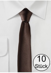  - Krawatte extra schmal dunkelbraun - Zehnerpack