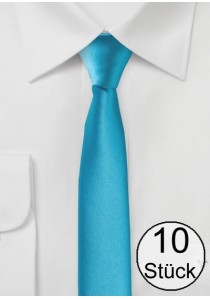 Krawatte extra schmal cyan - Zehnerpack