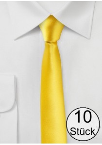 Krawatte extra schmal gelb - Zehnerpack