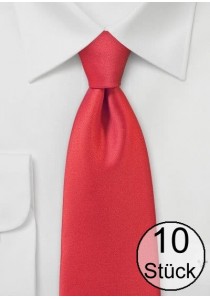  - Krawatte monochrom Kunstfaser rot - Zehnerpack