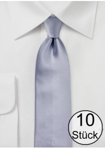  - Krawatte einfarbig Kunstfaser grau - Zehnerpack