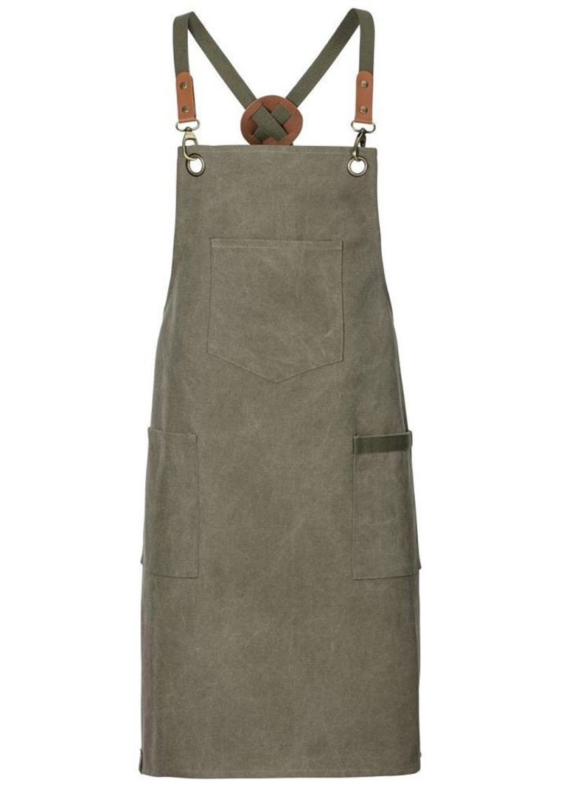 Canvas Schürze mit Kreuzbindung - Olive