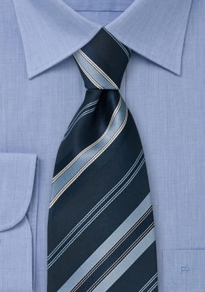 Elegante Clip Krawatte Streifen blau - 
