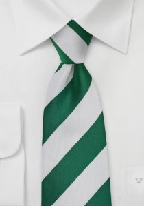  - Krawatte Streifendesign breit edelgrün weiß