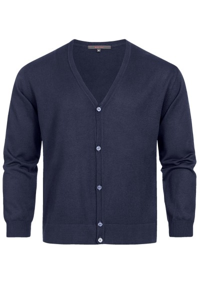 Dunkelblaue Herren-Strickjacke in Regular Fit - Dunkelblaue Herren-Strickjacke in Regular Fit -