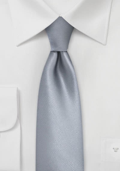Krawatte schmal grau einfarbig - 