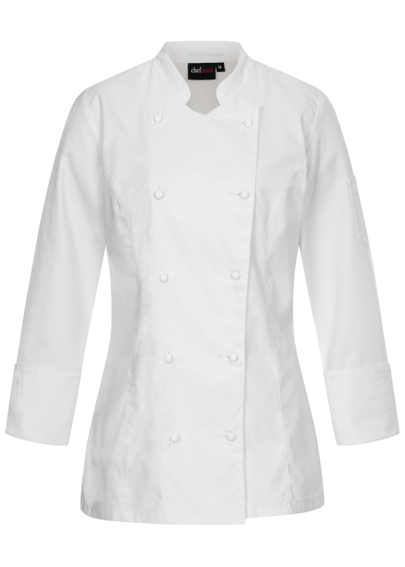 Langarm Damen Kochjacke in weiß