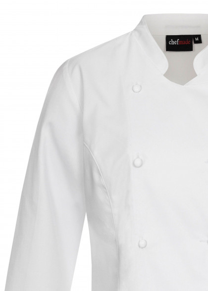 Weiße Damen Kochjacke mit Kugelknöpfen