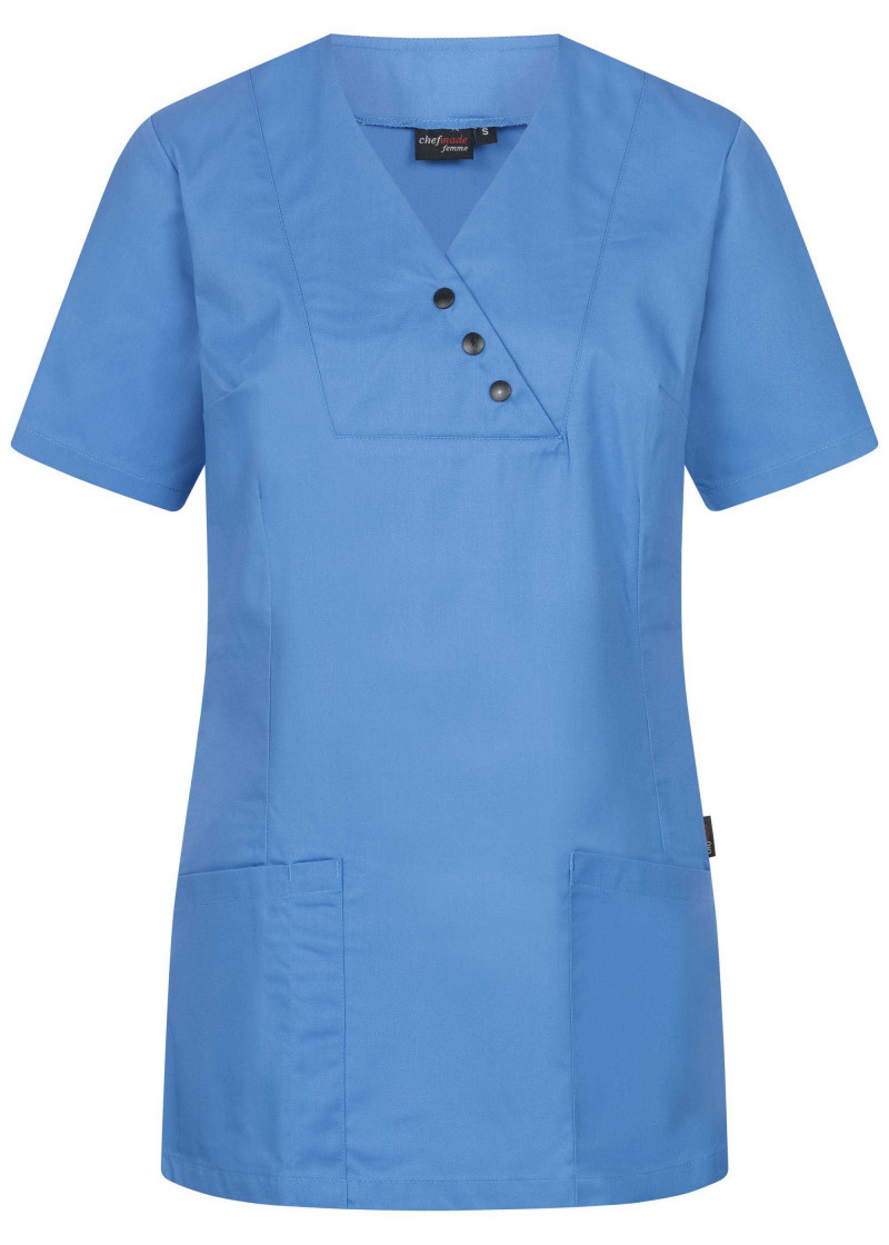 Damen Schlupfkasack mit V-Ausschnitt (blau)