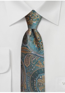  - Krawatte Paisley blaugrün