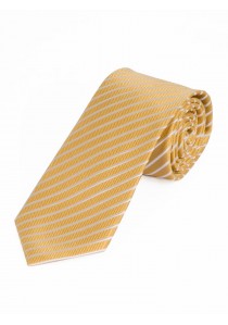 Sevenfold-Krawatte dünne Streifen gelb perlweiß