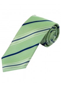  - 7-Fold Krawatte streifengemustert hellgrün weiß