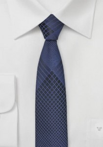  - Krawatte schmal geformt Gitter-Struktur blau