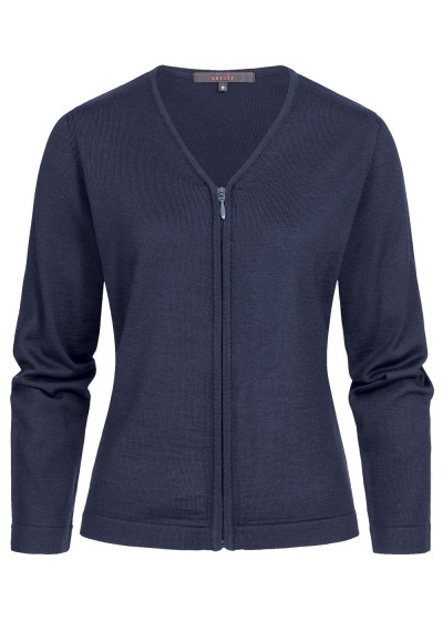 Dunkelblau Damen-Strickjacke mit Reißverschluss - Dunkelblau Damen-Strickjacke mit Reißverschluss -