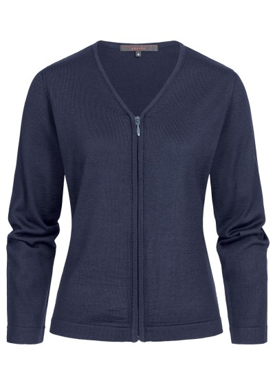 Dunkelblau Damen-Strickjacke mit Reißverschluss - 