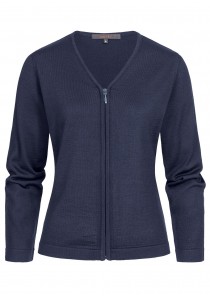 Dunkelblaue Damen-Strickjacke mit Reißverschluss