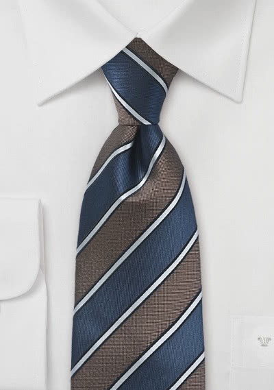 Linien Krawatte mokkabraun dunkelblau - 