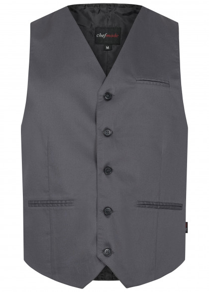  - Anthrazitfarbene Herrenweste mit Stoffrücken