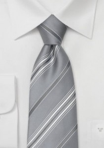  - Clip-Krawatte Streifen silber weiß