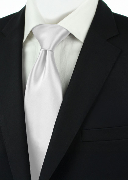 lange reinweiße Herren-Krawatte aus Mikrofaser