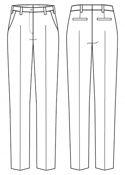 Damen Hose mit hohem Bund / schwarz Pinpoint Zeichnung