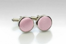  - Manschetten-Knöpfe Stoff zart Pink / Edelstahl