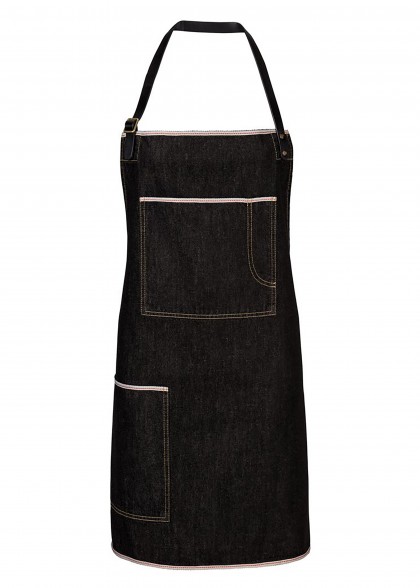 Latzschürze im Jeanslook in Schwarz