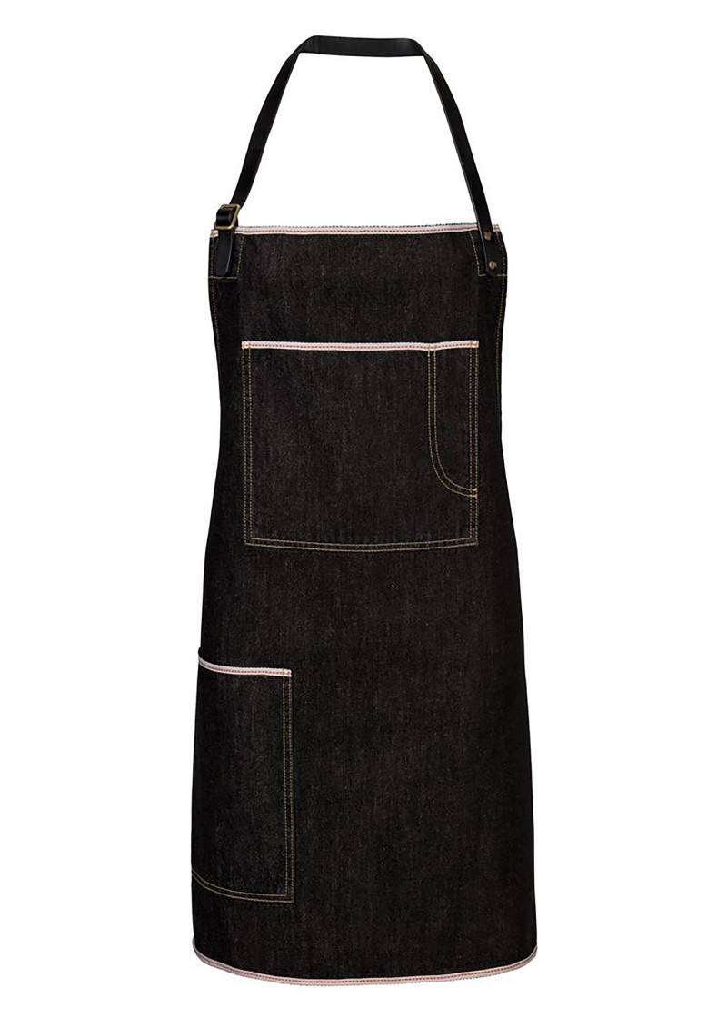 Latzschürze im Jeanslook in Schwarz