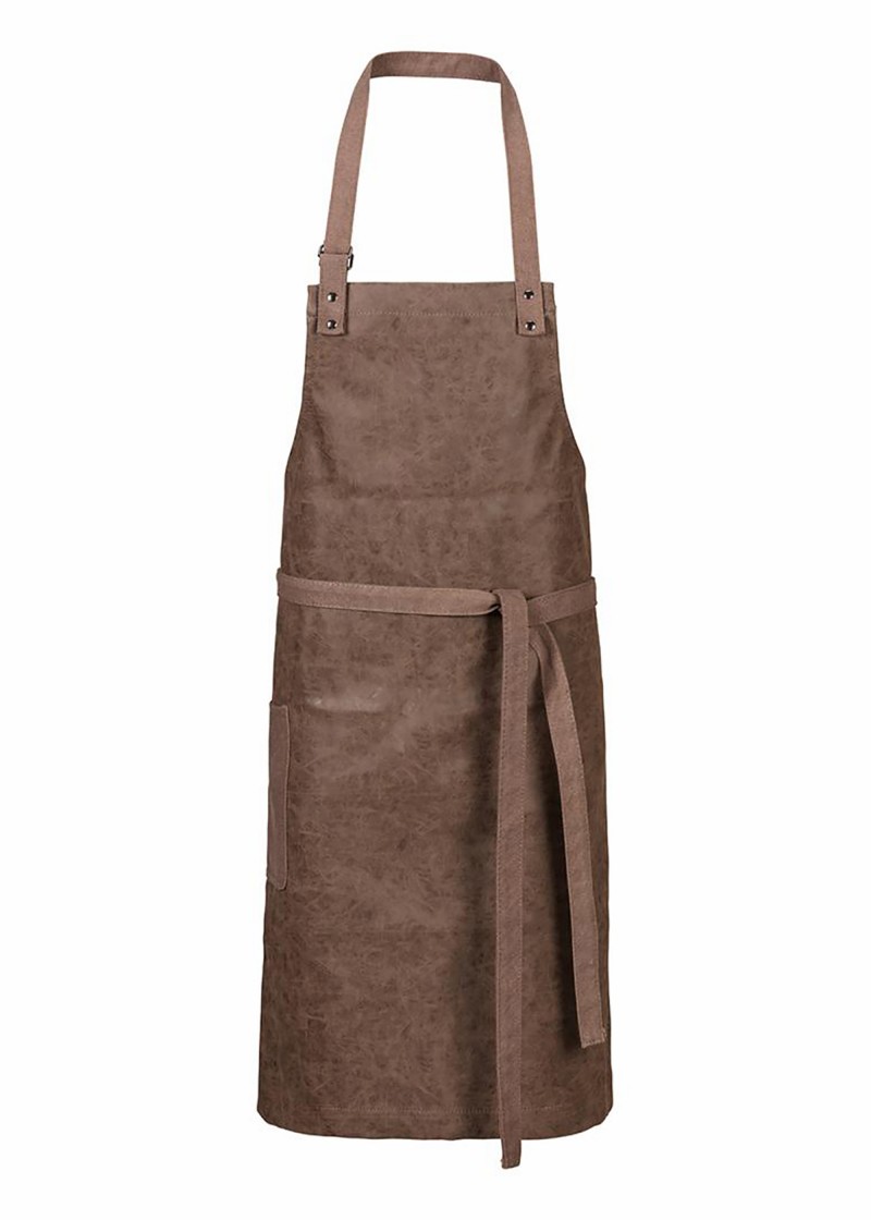 Latzschürze (Lederoptik) in Toffee / Polyester