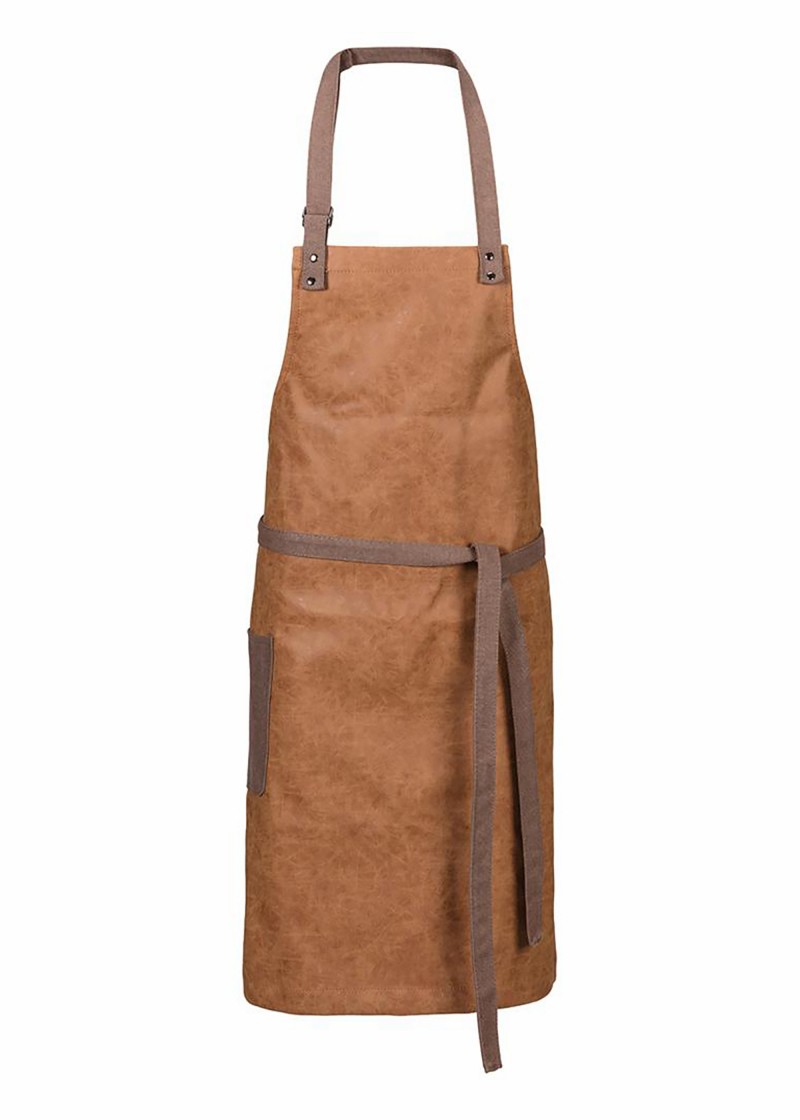 Latzschürze (Lederoptik) in Cognac / Polyester