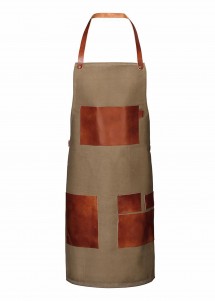 Segeltuch Latzschürze mit Ledertaschen - Olive