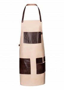 Segeltuch Latzschürze mit Ledertaschen - Sand
