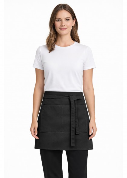 Gastro Schürze Polyester Schwarz mit Taschen
