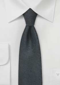 Schmale Paisleymotiv-Krawatte asphaltschwarz Ton