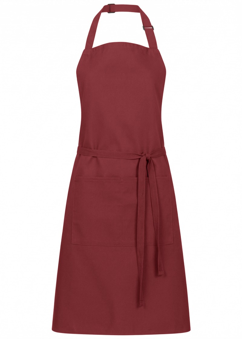 Latzschürze mit Taschen in dunkelrot