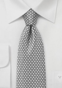  - Krawatte Kästchen-Design silber perlweiß