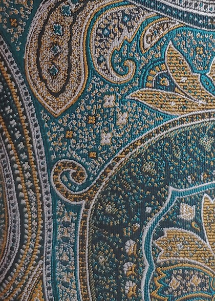 Mikrofaser-Krawatte schmal Paisleymuster Türkis Braun Detail
