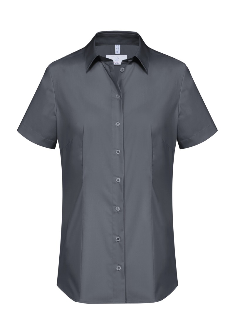 Stretch-Bluse in Anthrazit / Kurzarm