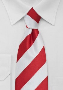  - Clip-Krawatte Streifen mittelrot weiß