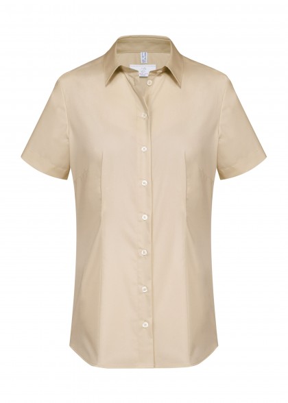 Stretch-Bluse Damen Beige Greiff vorne