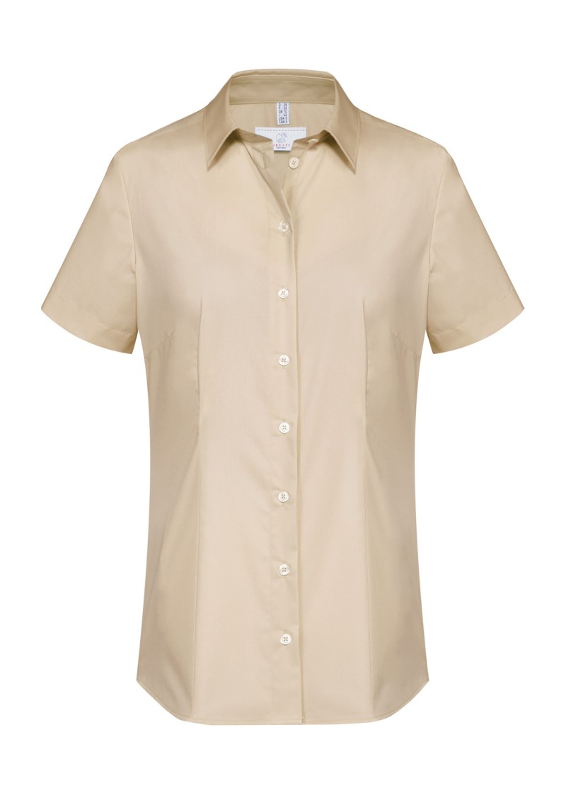 Stretch-Bluse in Beige / Kurzarm