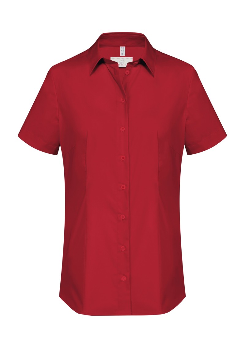 Stretch-Bluse in Rot / Kurzarm