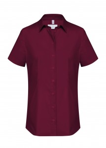 Stretch-Bluse in Bordeaux / Kurzarm